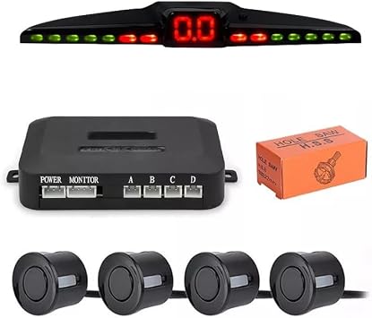 Renkli Dijital Ekranlı Araç Park Sensörü Sesli 22mm Siyah PS03