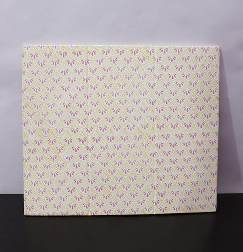 Image of 3.3 Gallon Cotton Hand Block Printed Paper Waste Basket |Small Decorative Trash Can for Housewarming Gifts in Living Room, Bedroom, Bathroom | Eco-Friendly, Plastic-Free (1, Small Yellow Pink)
