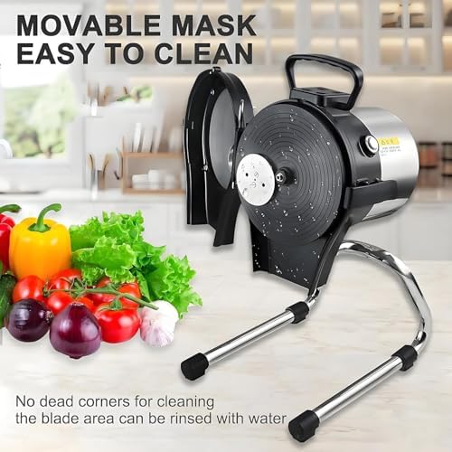 Commercial Electric Vegetable Cutter 110W - Multifunctional Stainless Steel Slicer for Spring Onions, Peppers & More - Dual Feed Ports for Effortless Chopping (FC-110SC)