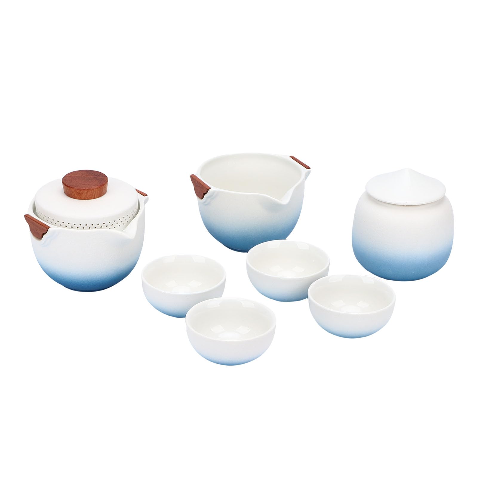 Sonew Przenośny Ceramiczny Zestaw Herbaciany z Skórzaną Torbą, Komplet do