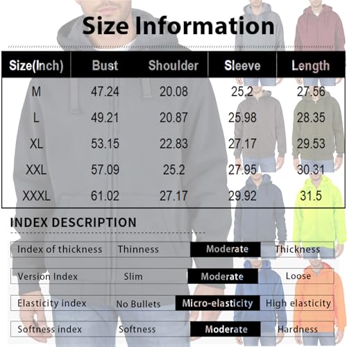 Ymosrh Men's Hoodies, Long Sleeve Zip Up Fleece Lined Hoodie Fall Winter Warm Hooded Sweatshirts Pullover, M-3XL4