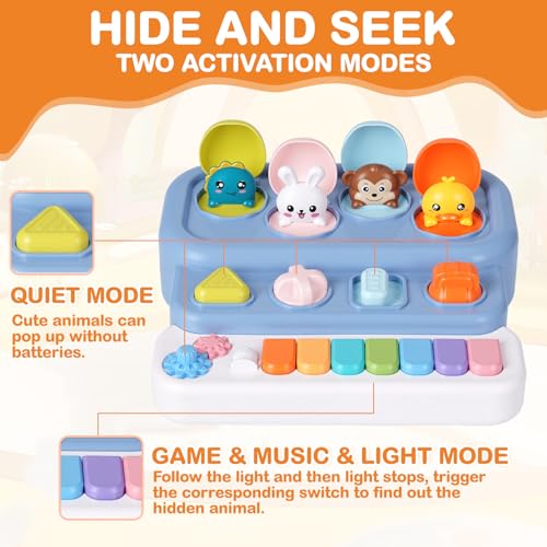 HOPANDOS Montessori Pop Up Animal Toy for Toddlers, Baby Musical Toy with Piano Keys & Lights, Interactive Cause and Effect STEM Learning Toy for Infants 6-12 Months, Birthday Gift for 1 2 3 Year Old - Image 6