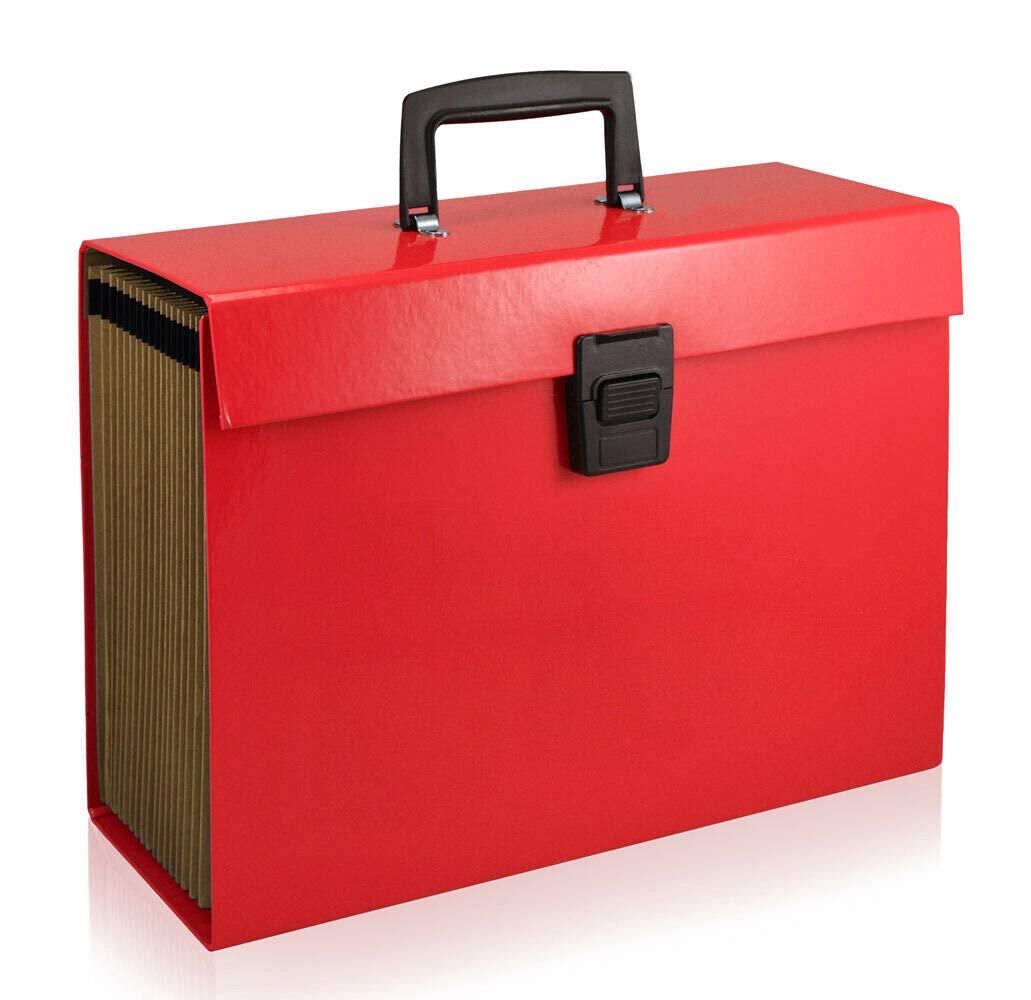 Expanding Folders, File Organizer A4 Portable Expanding Document File Folder for Office School Supplies 19 Pockets (Red)