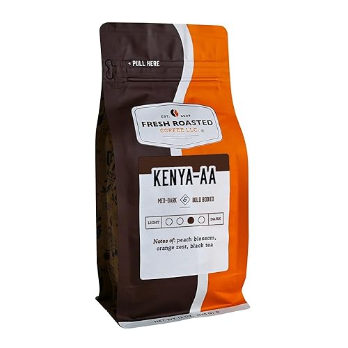 Fresh Roasted Coffee, Kenya AA, 12 onzas, tostado medio oscuro, Kosher, molido