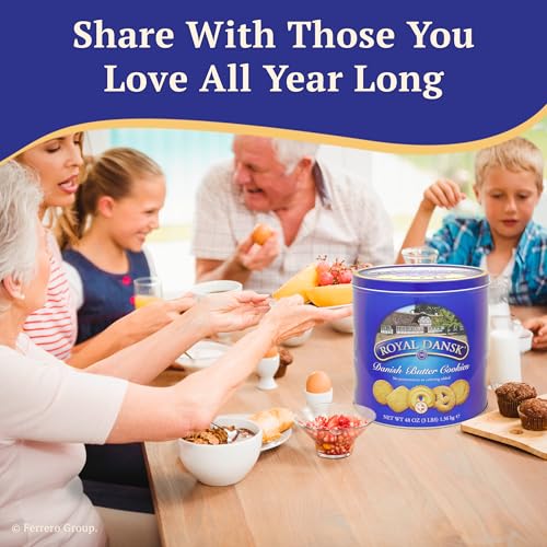 Image of Royal Dansk Danish Butter Cookies, 48oz Exclusive Tin, Traditional Assortment, Made with Real Butter, Perfect for Sharing with Recyclable Tin