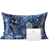 FELYSIK Navy Blue Galaxy Print Silk Pillowcase for Hair and Skin - Standard 20"x26", 22 Momme 100...
