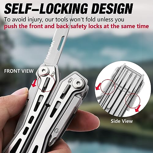 FLISSA-16-in-1-Stainless-Steel-Multi-Tool-EDC-Multitool-with-Pocket-Knife-Pliers-Belt-Clip-and-Oxford-Sheath-Self-locking-Utility-Multi-Tool-for-Camping-Survival-Outdoor-Activities