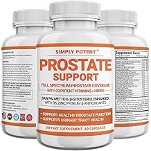 Prostate Supplements for Men, Saw Palmetto Prostate Health Support w/ 33 Vitamins & Herbs - Beta Sitosterol Plus B6, Selenium & Zinc for Healthy Urination Frequency & Flow & Proper Sleep 60 Capsules