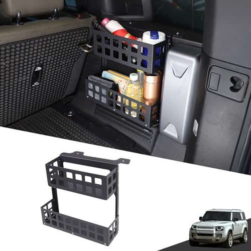HIRUFAIT Trunk Right Organizer Compatible with Land Rover Defender 110 2020-2025 Aluminum Alloy Cargo Rack Modular Storage Box Basket Accessories