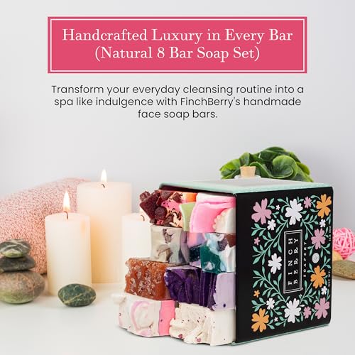 FinchBerry-8-Bar-Soap-Set-Natural-Shea-Coconut-Oil-Rich-Scents-Lush-Lather-Ideal-Gift-Box-for-Everyday-Comfort-and-Self-Care-8-Vegan-Handmade-Bars-15-25-oz-Each FinchBerry 8 Bar Soap Set Natural Shea Coconut Oil Rich Scents Lush Lather Ideal Gift Box for Everyday Comfort and Self Care 8 Vegan Handmade Bars 15 25 oz Each
