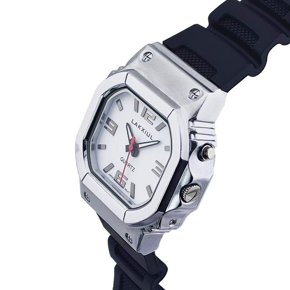 Reloj de voz en inglés para ciegos, personas con discapacidad visual o ancianos, caja plateada, correa negra