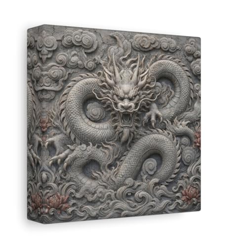 Impression Sur Toile Dragon Style Gravure Traditionnelle avec Châssis Épais 3cm