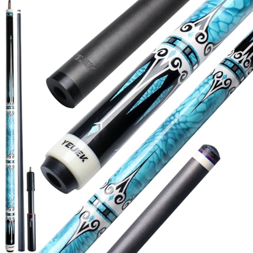 YEUEK YFEN Carbon Fiber Pool Cue Stick 11.5mm 12.5mm Low Deflection Pool Stick with Rare Wood Butt Balone Shell Inlaid Ring Professional Cue Stick with Extension