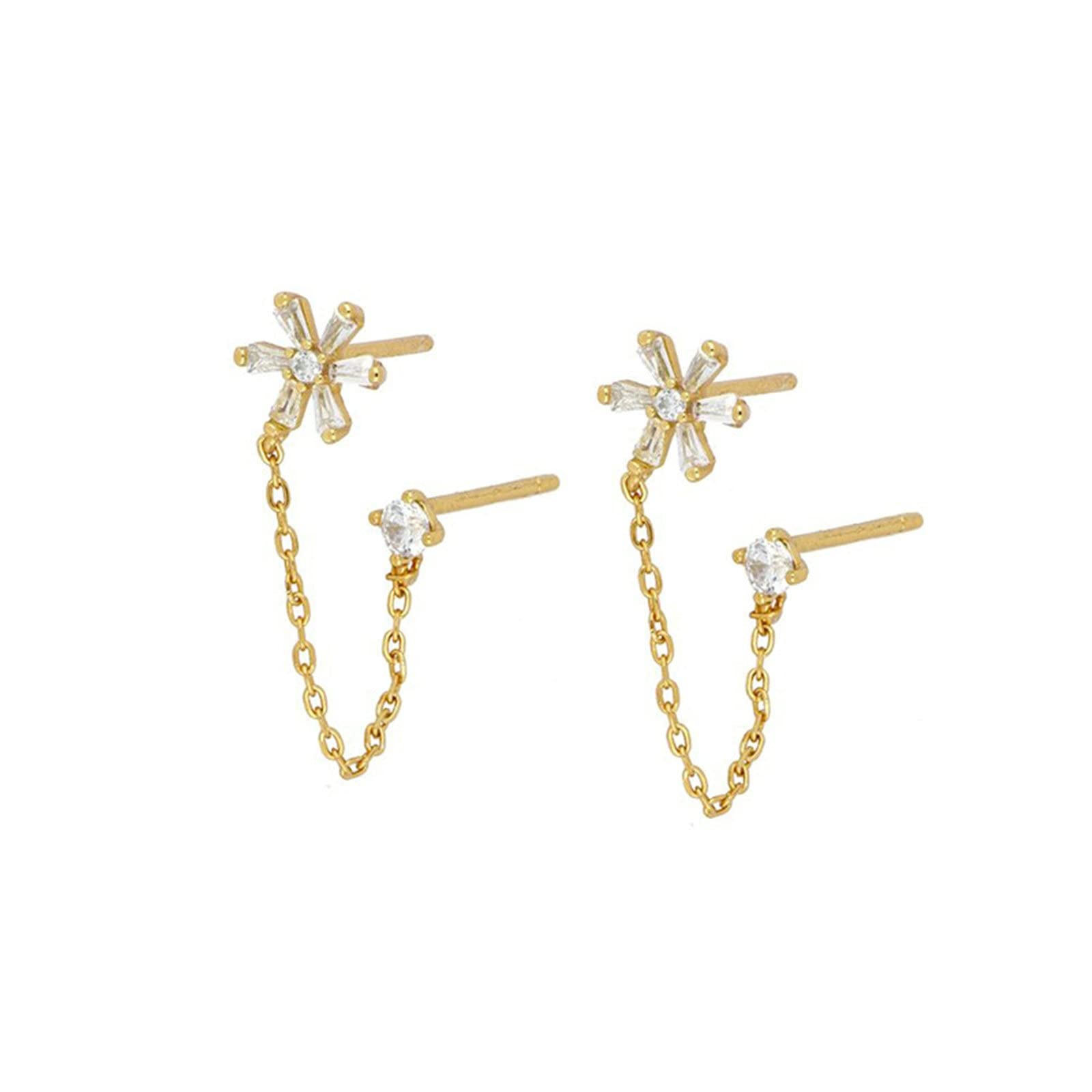 Fleur en zircone avec chaîne pendante boucles de mariage