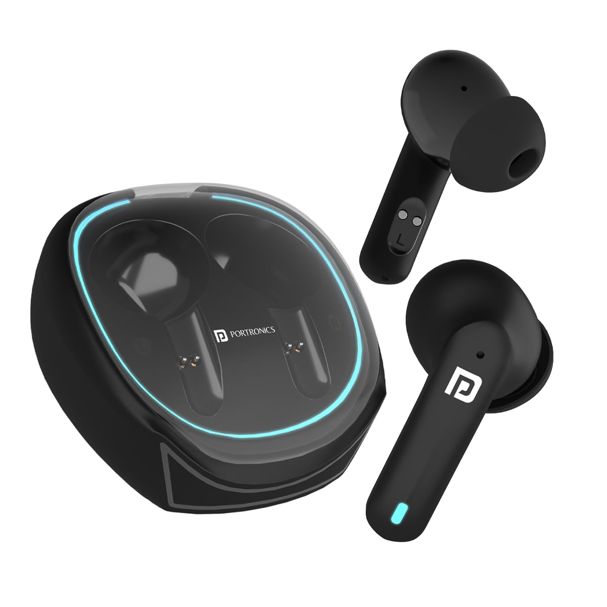 Portronics Harmonics Twins S11 Gaming Earbuds with Long Playtime,TWS Low Latency,Auto ENC Quad 4 Mics,BT5.3V,Rapid Pairing,IPX 4 Water Resistance,Wireless Earpods,in-Ear,Type C Fast Charging(Black)
