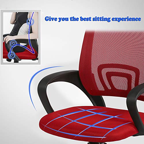 Office Chair Ergonomic Cheap Desk Chair Mesh Computer Chair Back Support Modern Executive Adjustable Rolling Swivel Chair For Home&Office, Red #TOP5
