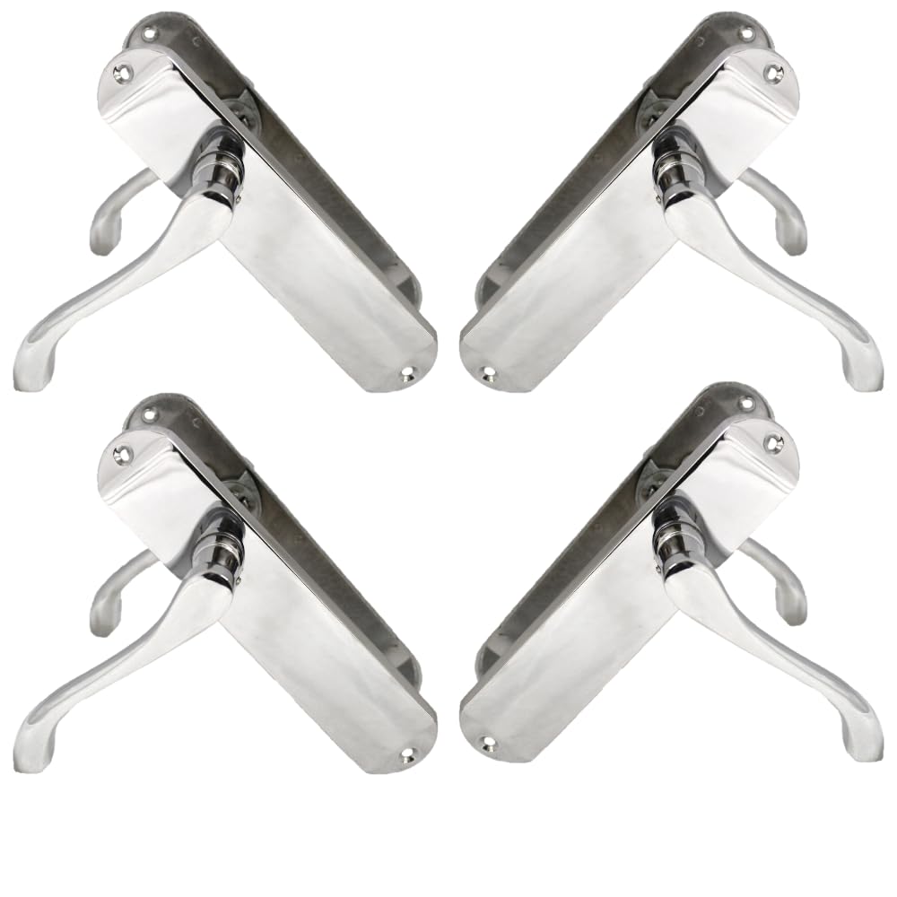 Epsom Door Handle Cadenza Victorian Scroll Polished Chrome Interior Door Handle Sets with Latch, Keyed and Bathroom Options (178mm x 38mm) (4 x Pair)