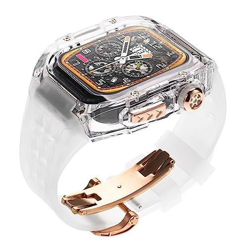 Bracelet en silicone transparent de luxe EZZON pour Apple Watch 45mm