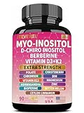 JTEVEweu Myo Inositol Supplement - Women's All-in-One Supplement - with Myo-Inositol, D-Chiro Inositol & 13+ Extra Strength Ingredients -（90 Capsules）