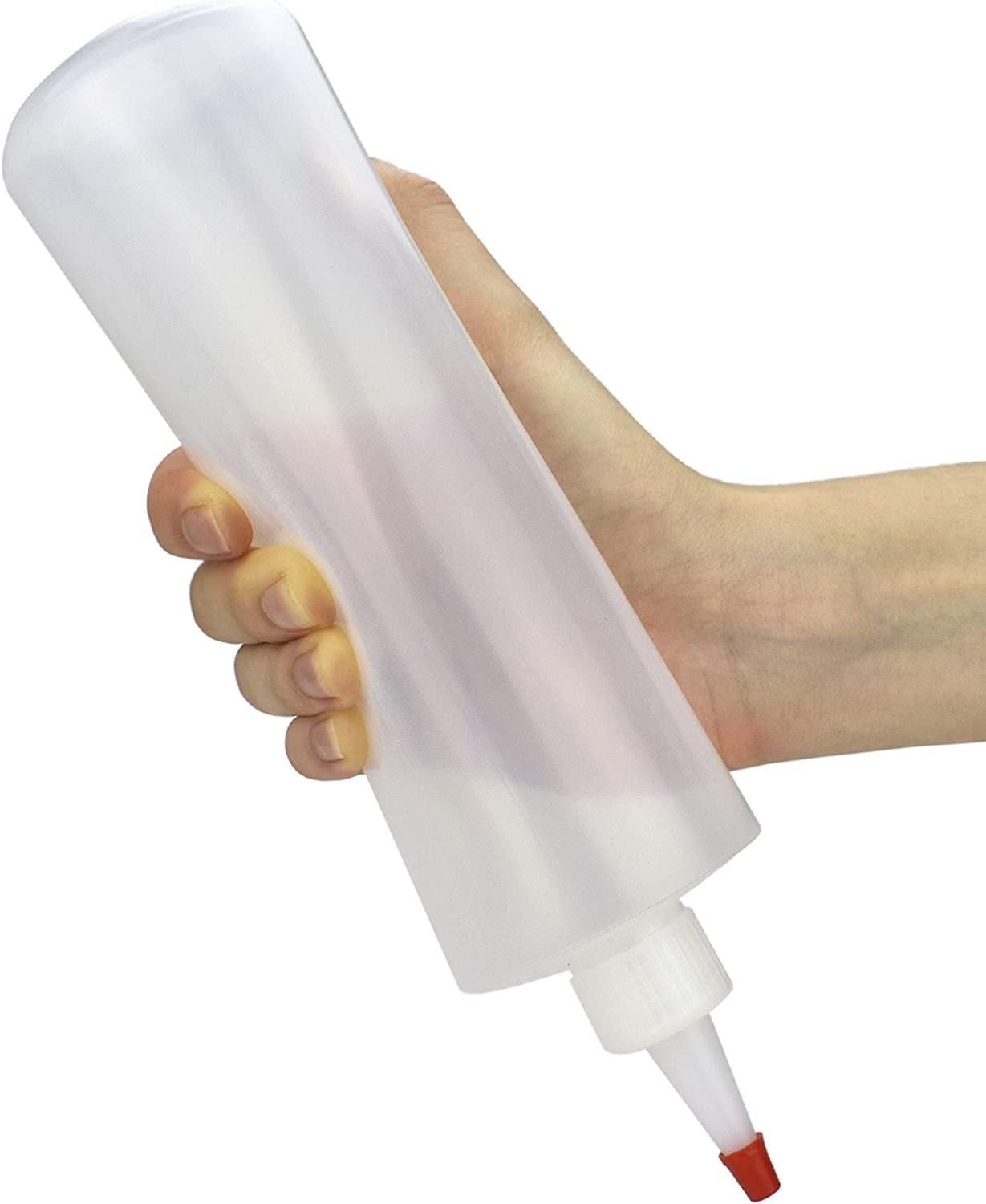 Botellas vacías de 16 onzas, paquete de 4 recipientes para chorro con parte superior roja, sin BPA para condimentos, jarabe, salsa de tomate, salsas, aderezos, aceite, miel, arte y manualidades, a prueba de fugas, cocina 3