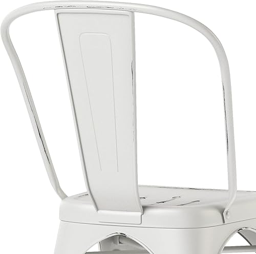 Miniatura 9 de SIMPLIHOME Fletcher - Silla auxiliar de metal industrial (juego de 2) en color blanco envejecido, totalmente montada para el comedor