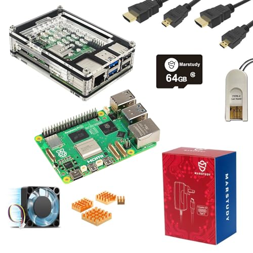MarsKit Raspberry Pi 5 Starter Kit -64GB Edition/Raspberry Pi 5 (4GB RAM) /Raspberry Pi OS Pre-Installed