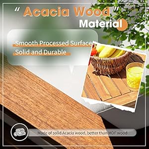 Devoko Patio Furniture 4 Piece Acacia Wood Outdoor Conversation Sofa Set with Table & Cushions Porch Chairs for Garden, Deck, Backyard, Beige Devoko Patio Furniture 4 Piece Acacia Wood Outdoor Conversation Sofa Set with Table Cushions Porch Chairs for Garden Deck Backyard Beige