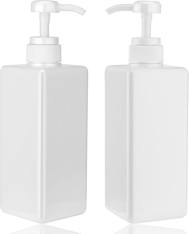 Frasco Dispenser com Bomba Jansburg Branco 650 mL Recarregável de Plástico, Pacote com 2