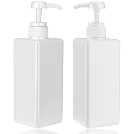 Pump Bottle Dispenser 22oz/650ml Jansburg 2Pack Refillable Square Plastic Lotion Dispenser Empty Lotion Pump Bottle for Essential Oil Lotion, Shampoo, Bathroom Travel White