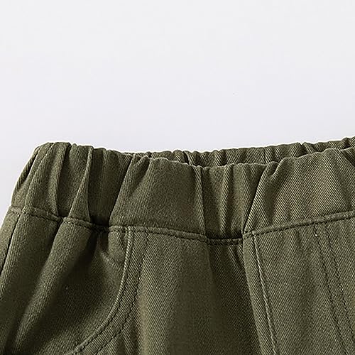 Toddler Boys Cargo Khaki Pants Elastic Waist Cargo Harem Pants for Baby Boys Pull On Joggers Wide Leg Khaki Trousers3