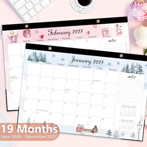 Image of GuassLee Large Desk Calendar 2026-2027, 19 Months, 17 inch x 11.5 inch