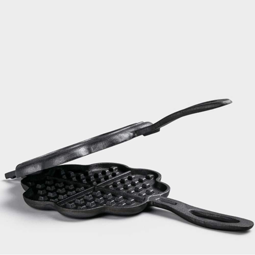 Waffle pot heart-shaped cast iron, waffle baking pot, no coating, no stickiness, no fume, thickening, suitable for cakes, waffles