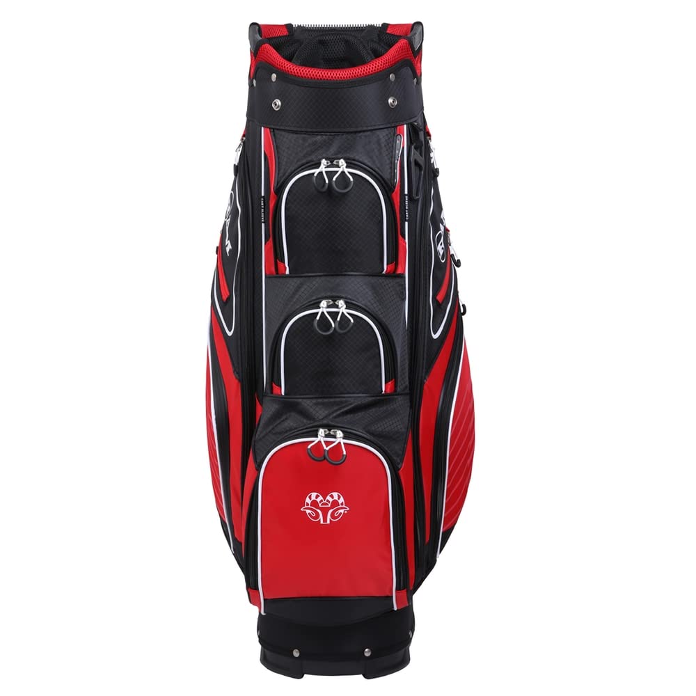 Ram Golf Bolsa ACCUBAR para Buggy/Carrito DE Golf con Sistema Divisor DE 14 VÍAS DE Longitud Completa, Negro/Rojo