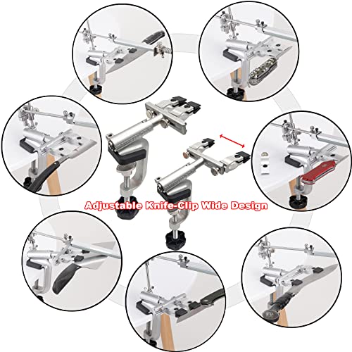 Ruixin Pro Rx-009 Kitchen Knife Sharpener System With 6 Whetstones, 360° Rotation Flip Design, Fixed Angle Stainless Steel Professional Chef Knife Sharpening Kit Fine Grinding Polishing Tool #TOP3