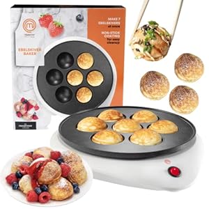 MasterChef Electric Ebelskiver Maker Delicious Homemade Japanese Takoyaki, Donut Holes, Cake Pops, Octopus Balls, Aebleskivers, Danish- Nonstick Easy Clean Appliance, Fun Holiday Baking Gift