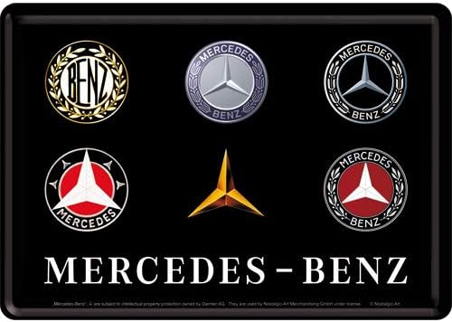 Amazon Com Nostalgic Art 10318 Mercedes Benz Logo Evolution Metal Card 10 X 14 Cm Toys Games