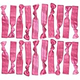 Hair Ties 20 Elastics Ponytail Holder Set No Crease Ribbon Bands (Pink)