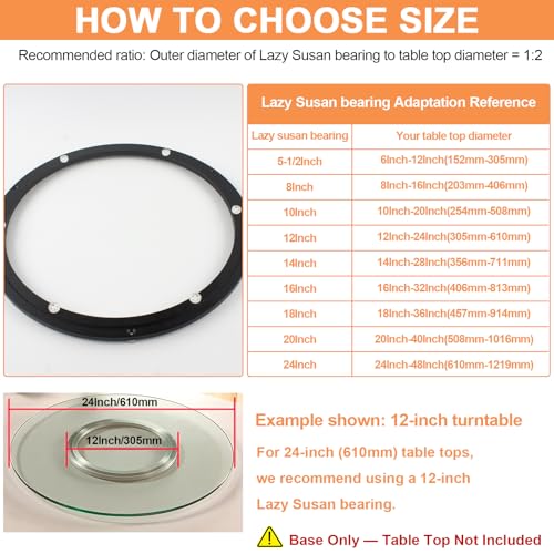 Image of TamBee 6 Inch Lazy Susan Bearing Base - Aluminum Heavy Duty Lazy Susan Turntable Mechanism Kit for Smooth Rotation, Universal Hardware for DIY Furniture, Cabinets and Craft (Base Only, Black)