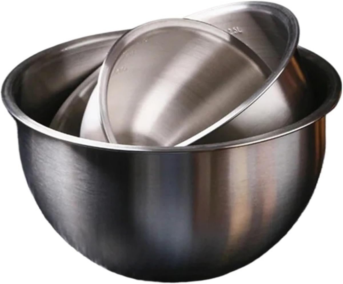 304 Stainless Steel Flour Egg Mixing Bowl Thickened Soup Salad Basin with Scale Baking for Cuisine Bowls Kitchen Tools(16cm)(20cm)
