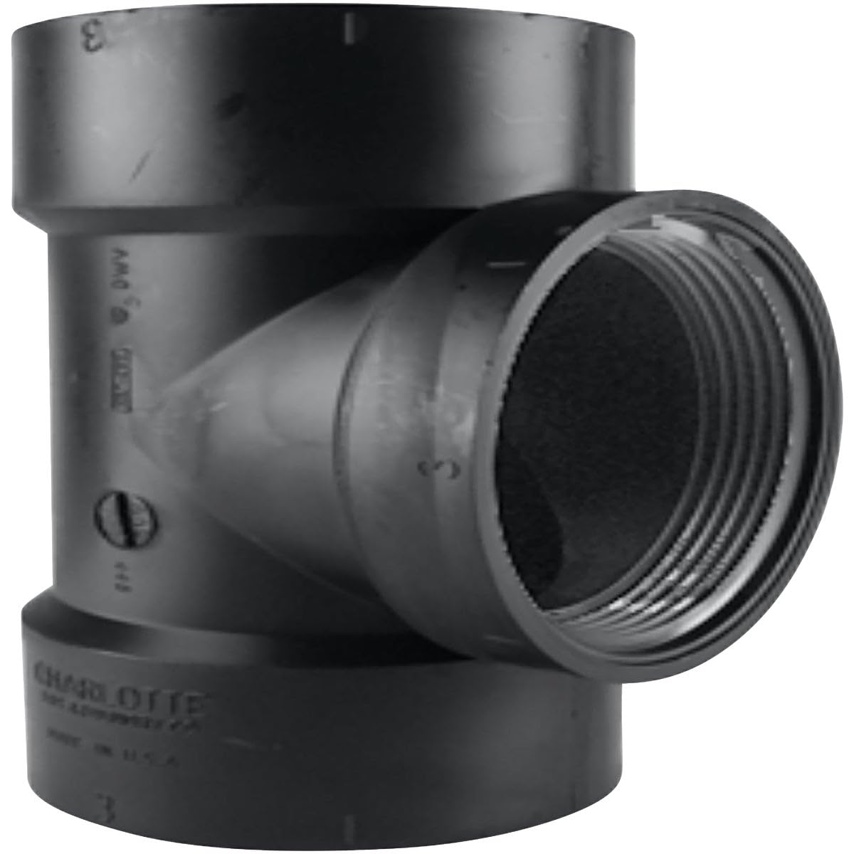 Charlotte Pipe 3 in. Hub x 3 in. Dia. Hub ABS DWV Flush Cleanout Tee