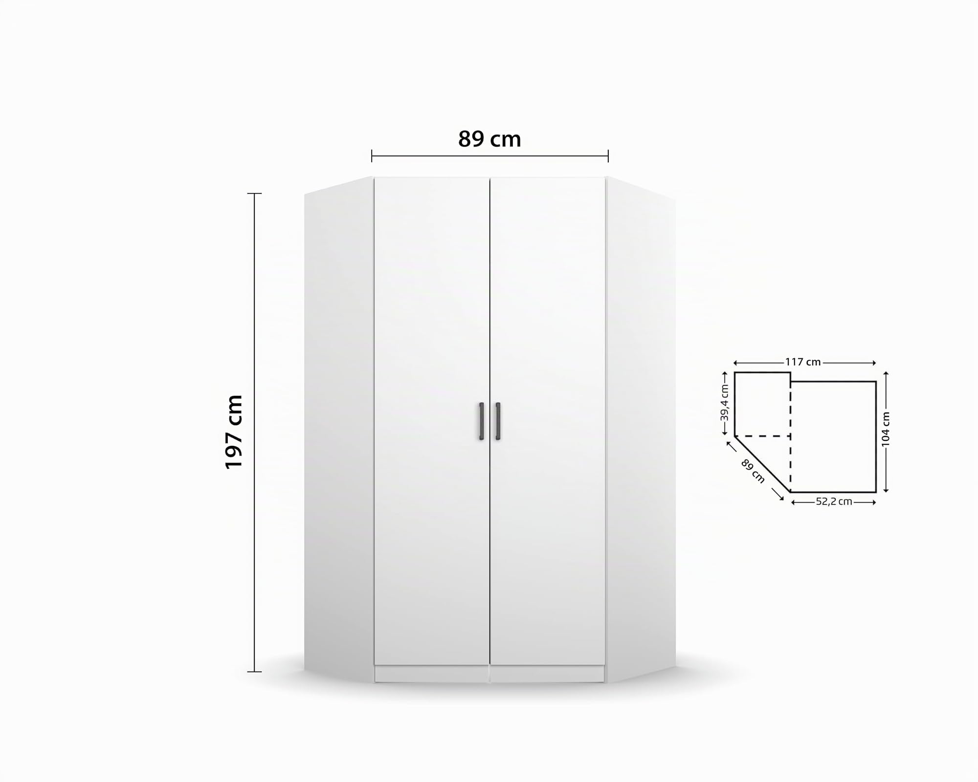 Rauch Möbel Allrounder, Eckschrank, Farbe Weiß, Breite 117 cm
