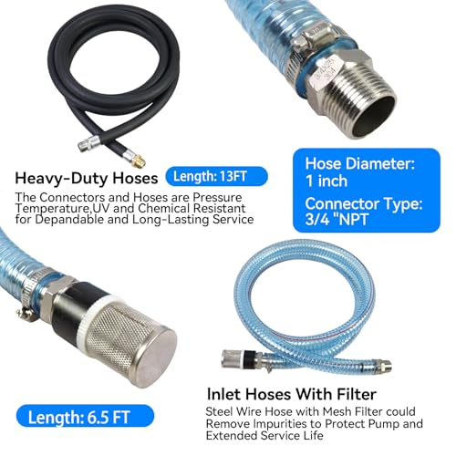 CREFITECH 110V-120 Electric Diesel Fuel Transfer Pump, 175W Portable Diesel Fuel Transfer Pump, 12 GPM Self-Priming with Manual Nozzle, 6.5ft Suction & 13ft Discharge Hose, by CreFiTech - Image 5