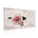 Wallsticker Warehouse Flowers Rosen Rosa Vintage Leinwand Bilder (PP2266O1FW) Size O1-100cm x 75cm - 230g/m2 Canvas - 1 Piece