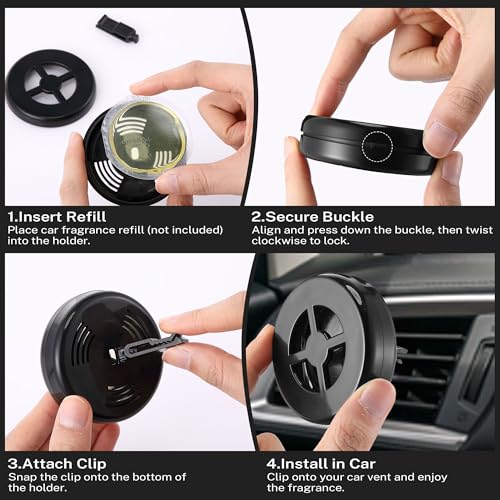 Image of 2 Pack Car Fragrance Holder Compatible with Bath & Body Works Refills (Not Included), Air Freshener Vent Clip or Visor Clip, Refillable Scent Holder, Easy to Open Car Diffuser (Classic Black)