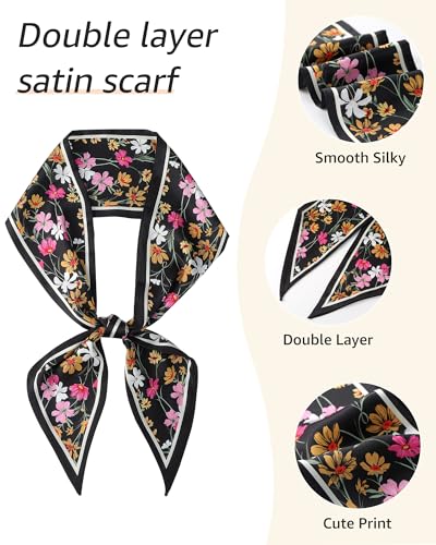 AWAYTR Long Silk Feel Scarf Women Hair Scarf Satin Neck Scarf Tie Bandana Headband Scarf Edge Wrap Head Scarf Purse Handbags2