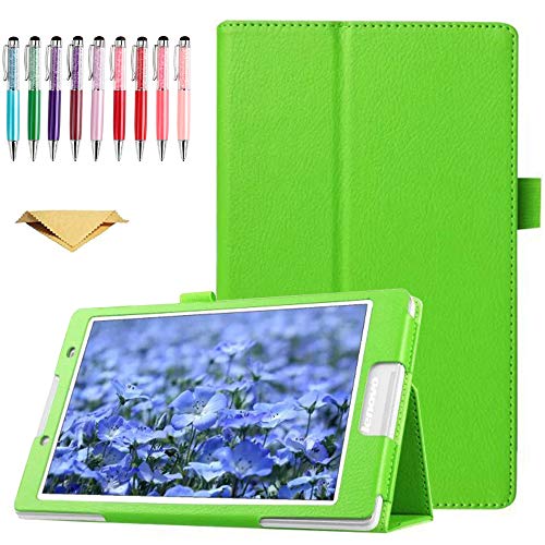 QYiD Funda para Lenovo Tab P10 / M10 / M10 HD 10.1, Slim Folding PU Leather Cover Lenovo Tab P10 TB-X705F TB-X705L / M10 HD TB-X505F TB-X505L / M10 TB-X605F TB-X605L 10.1' Tablet, Verde