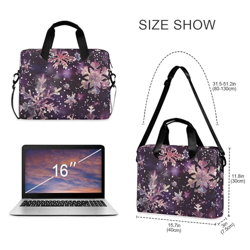Maletín para portátil rosa con estampado de copos de nieve, 13-15.6 pulg miniatura 4
