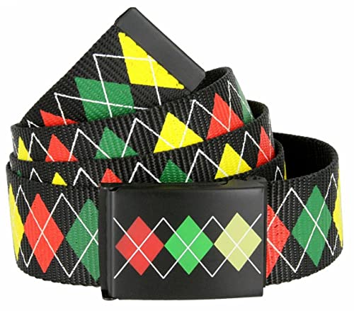 Rasta Diamond Colors Web Belt Canvas Belt with Metal Clasp Buckle2