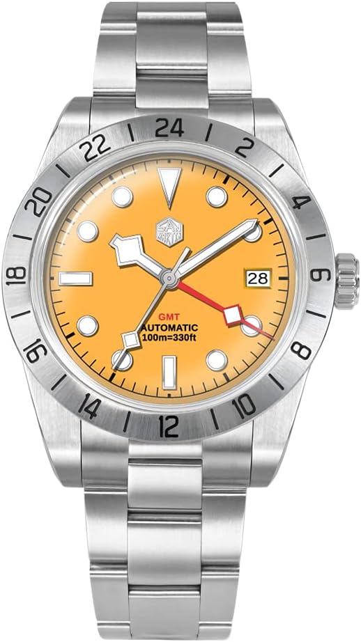 San Martin SN054G-3 NH34 39mm BB Color Dial Men GMT Watch Sapphire Glass Business Automatic Mechanical Wristwatches