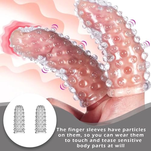 2-er Set Fingerhüllen,Sexfinger Ticklers Penishülle Fingerspitze,Finger Sleeves Klare Fingerüberzieher Vibrator Zubehör,Fingerhüllen Silikon Masturbation,Single Fingerhüllen Set für Männer Frau Paare